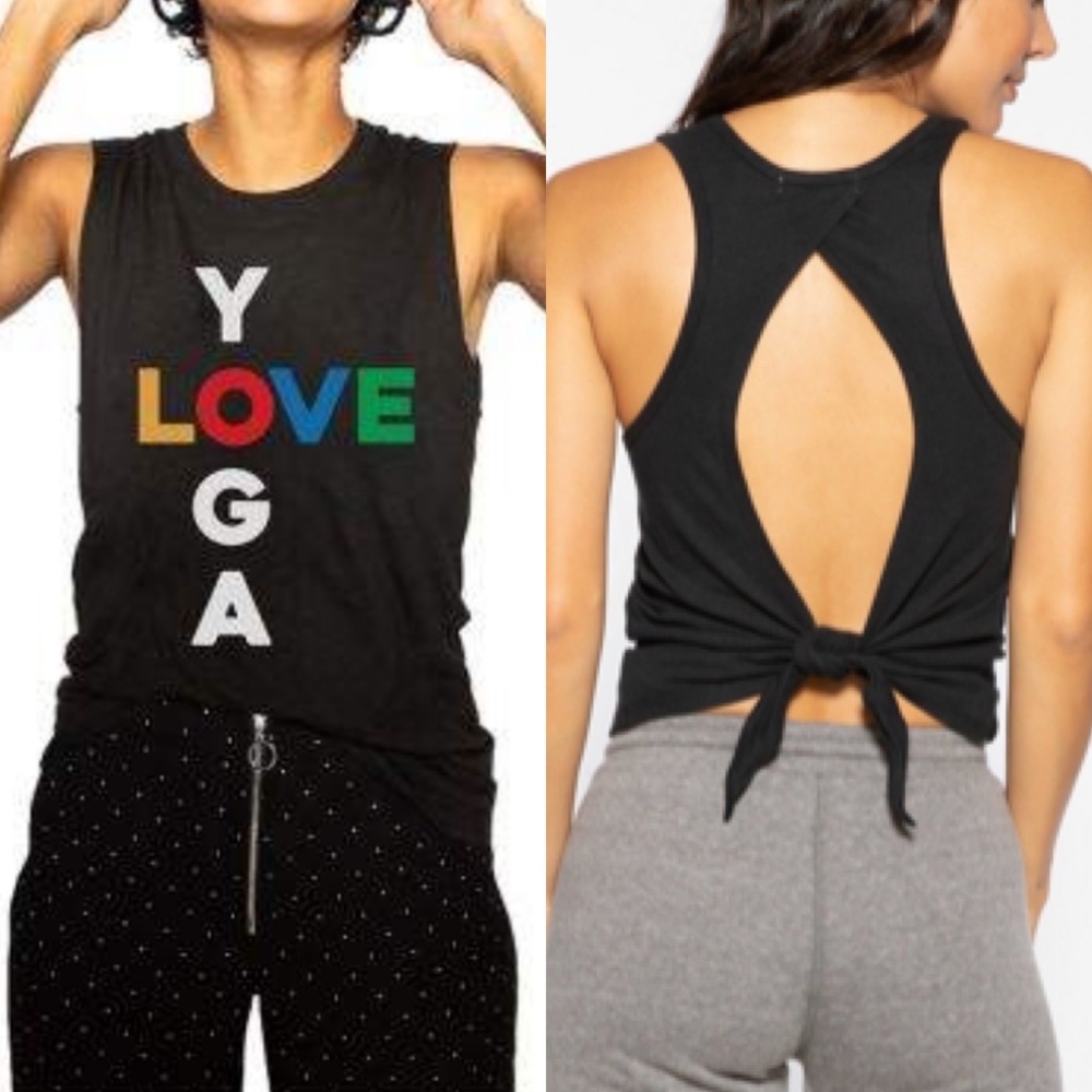 Sub_Urban Riot Yoga Love Tank Tie Back Black Top